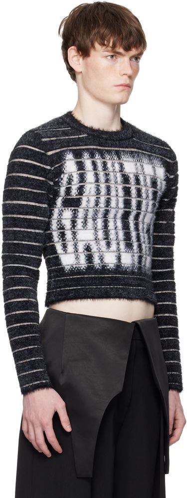 Sveter Jean Paul Gaultier Jean Paul Gaultier Jacquard 'Gaultier' Cropped Sweater Čierna | 25/03-W-PO012-K004-0001, 1