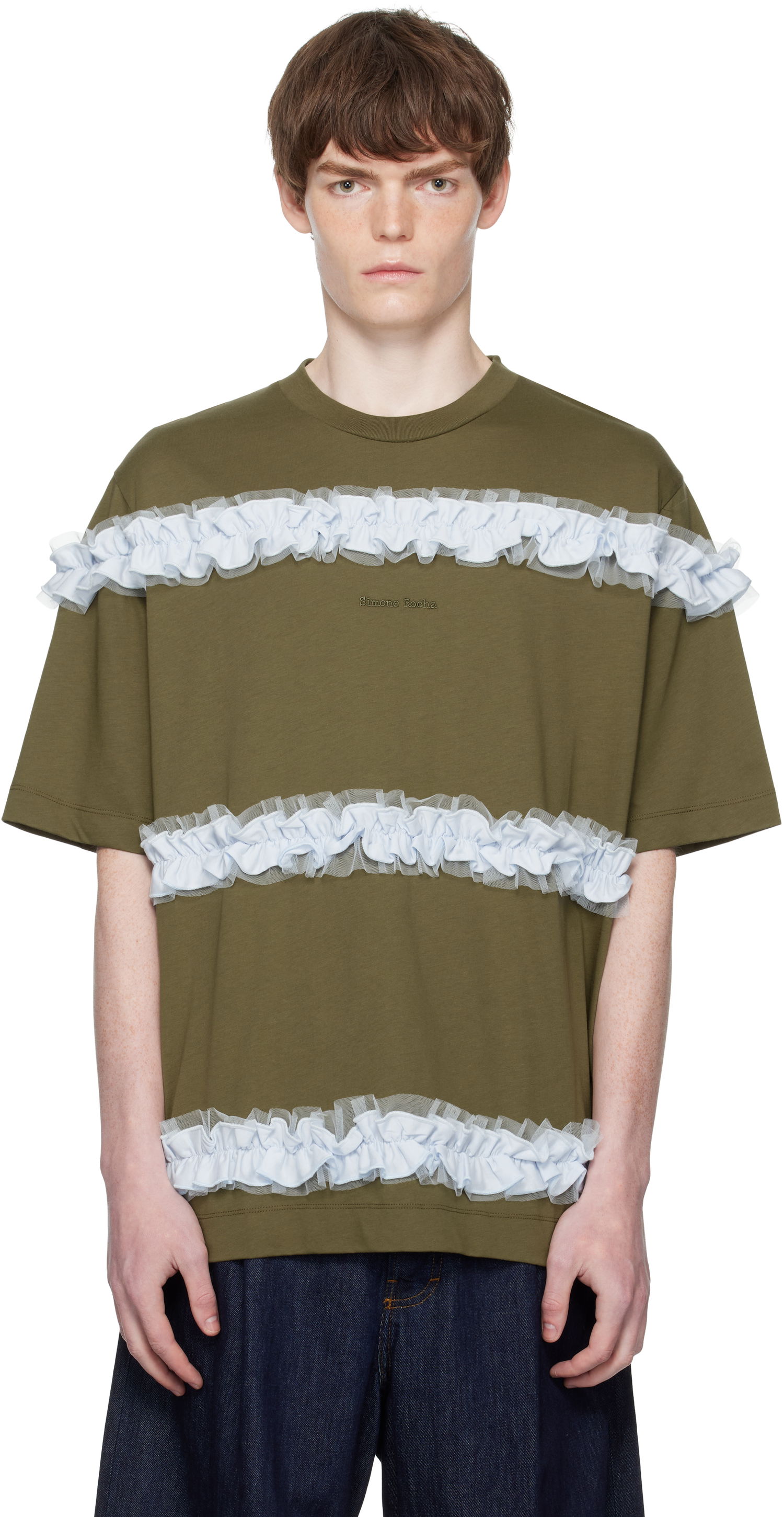 Tričko Simone Rocha Simone Rocha Ruffle Frill T-Shirt Zelené | 5362 0553, 0