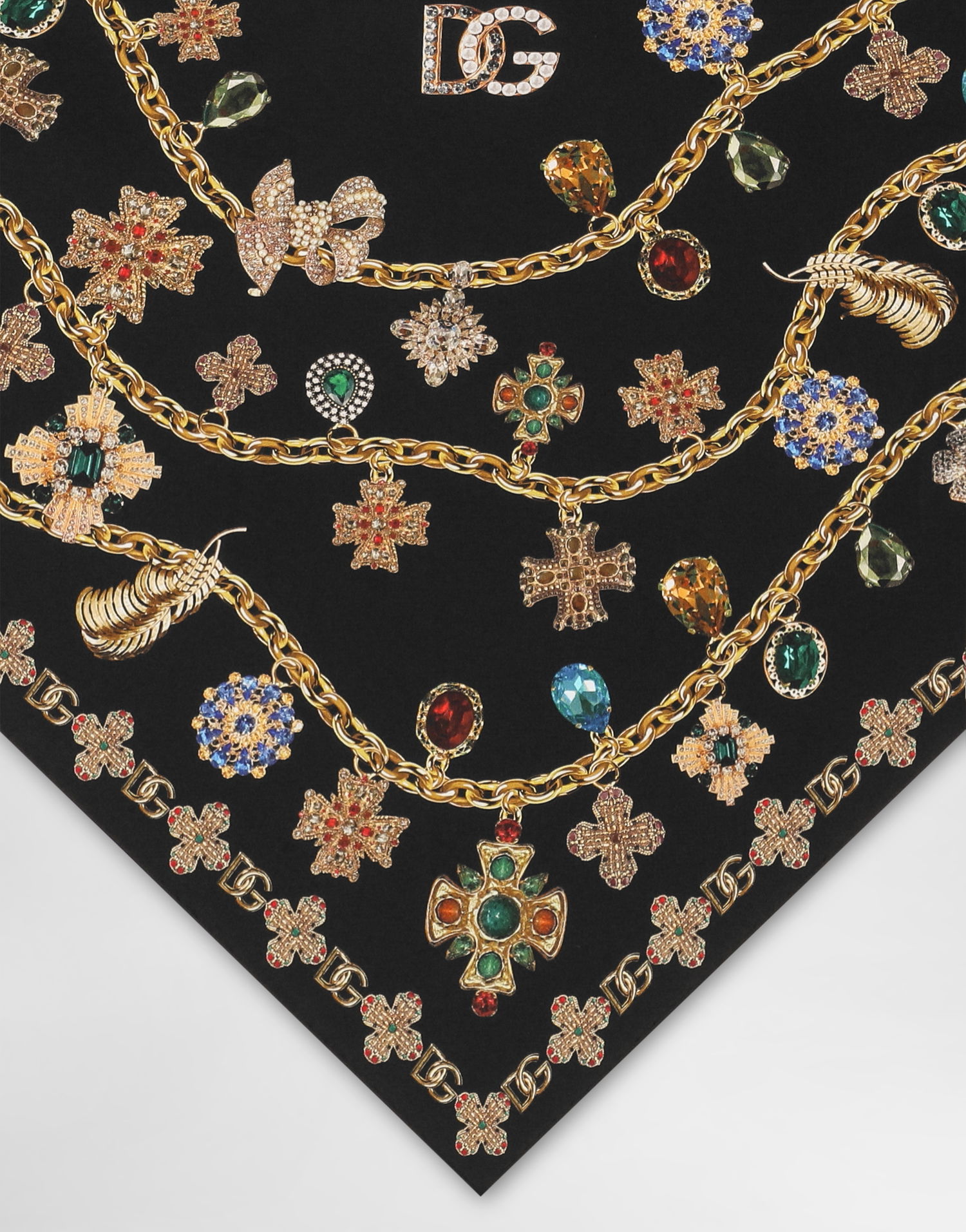 Šál Dolce & Gabbana Dolce & Gabbana Silk Twill Jewelry Print Stole Čierna | FS326AGDDAYHN5SB, 1