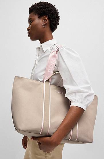 Tote bag BOSS BOSS Textured Tote Bag with Logo Straps Béžová | 50546461, 1