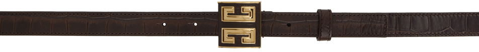 Opasok Givenchy Givenchy 4G Buckle Croc-Embossed Leather Belt Hnedá | BB407YB20U220, 0