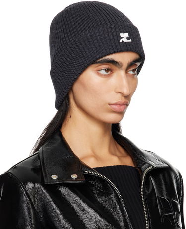 Kulicha Courrèges Ribbed Wool Beanie Šedá | 423MCP002FI0036, 1