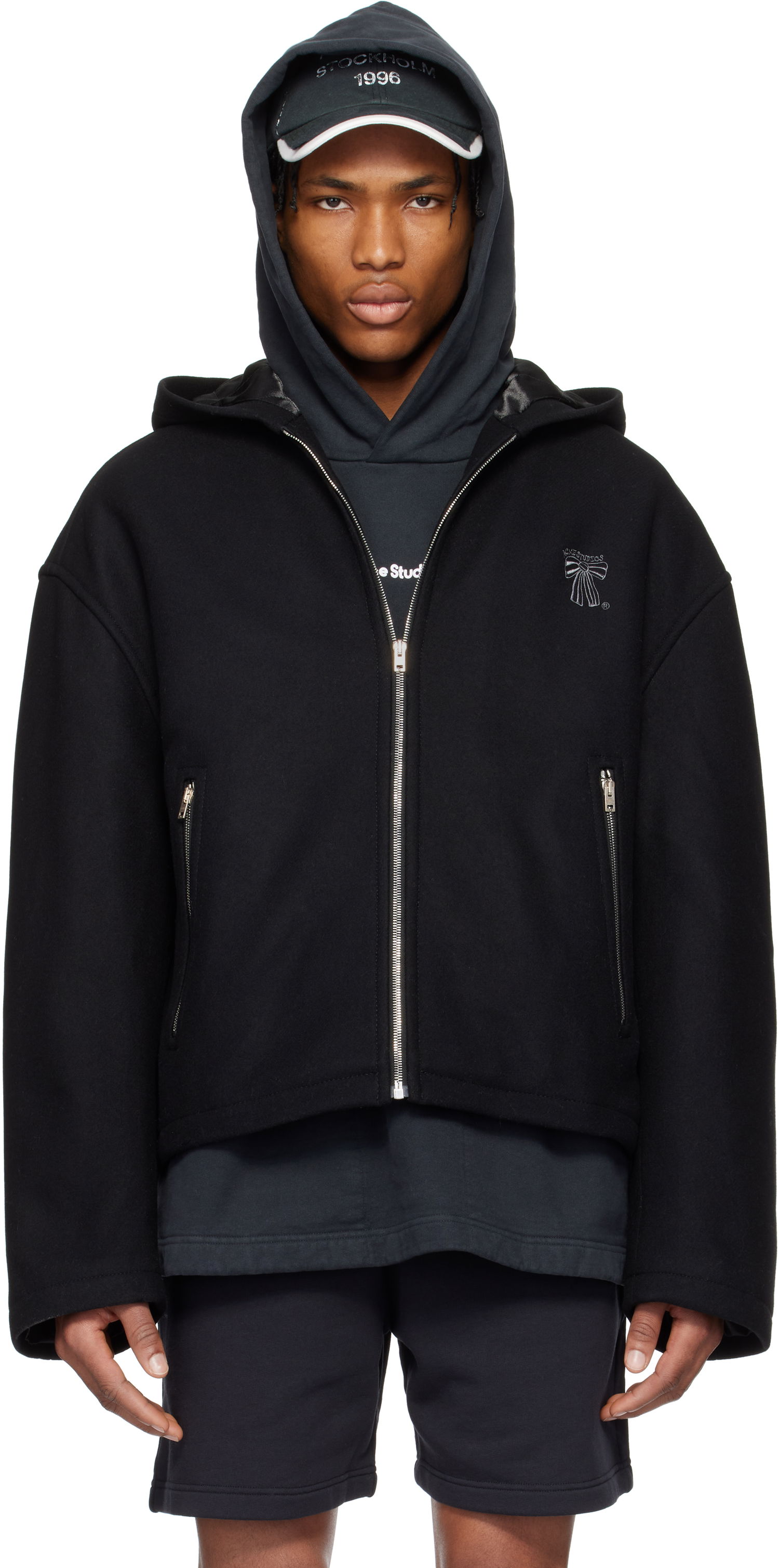 Bunda Acne Studios Acne Studios Hooded Wool Blend Jacket Čierna | B90811-, 0