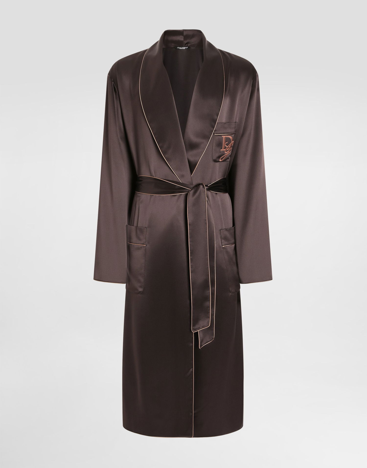 Pyžamo Dolce & Gabbana Embroidered Silk Robe Hnedá | G031TZFU1AUM0937, 0