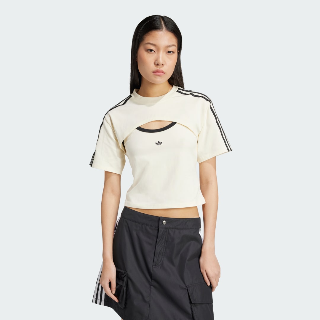 Crop Top adidas Performance Cutout Cali T-Shirt Béžová | JJ3090, 0