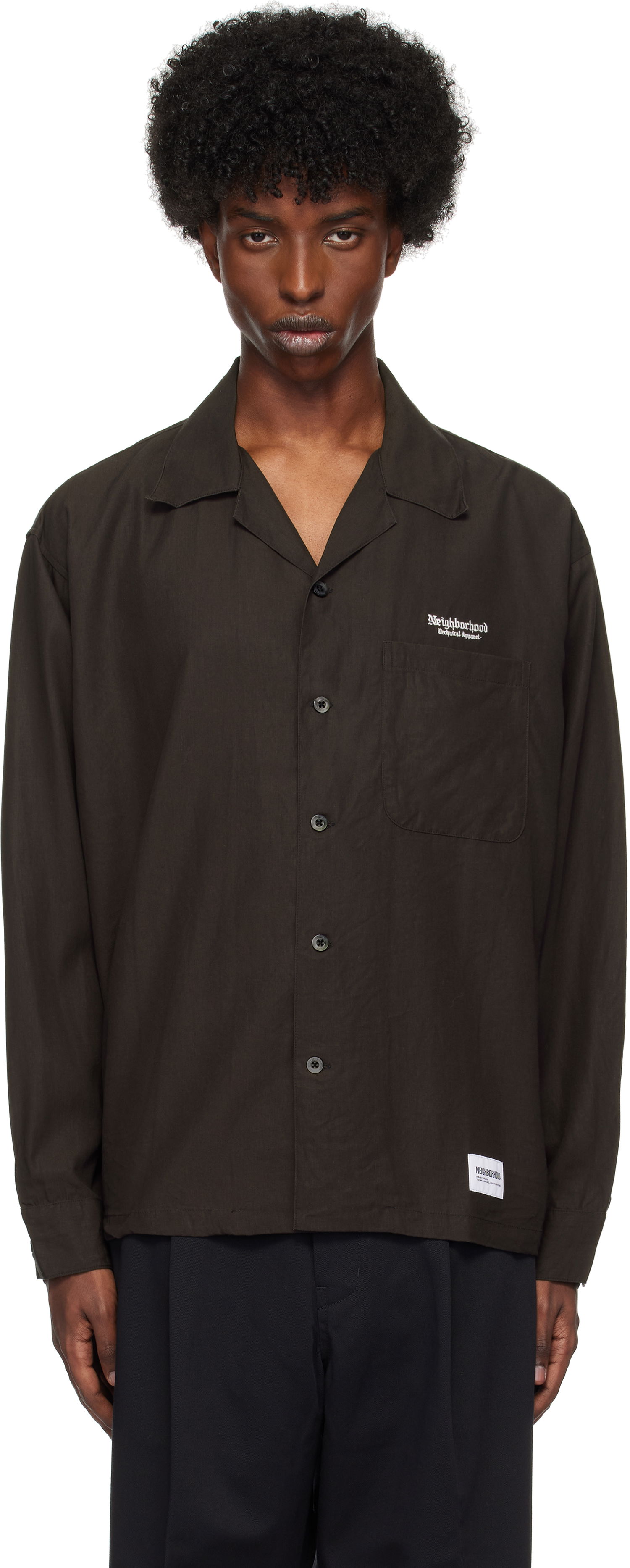 Košeľa Neighborhood Open Collar Shirt Čierna | 242TSNH-SHM07, 0
