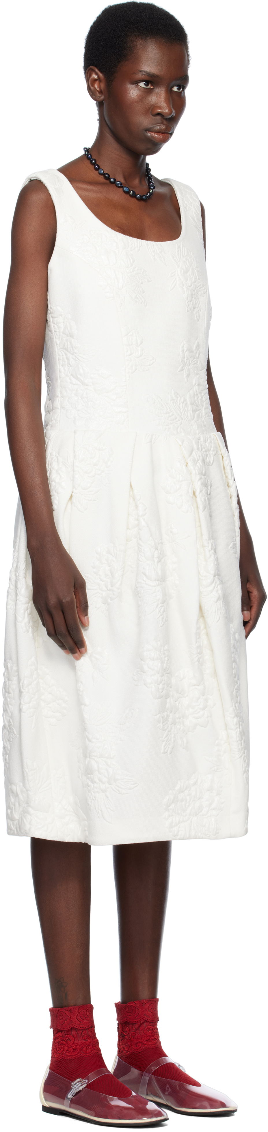 Šaty Comme des Garçons Comme des Garçons Jacquard Flower Pattern Midi Dress Biela | RO-O008-051-1, 1
