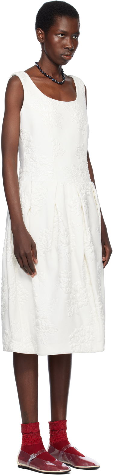 Šaty Comme des Garçons Comme des Garçons Jacquard Flower Pattern Midi Dress Biela | RO-O008-051-1, 1