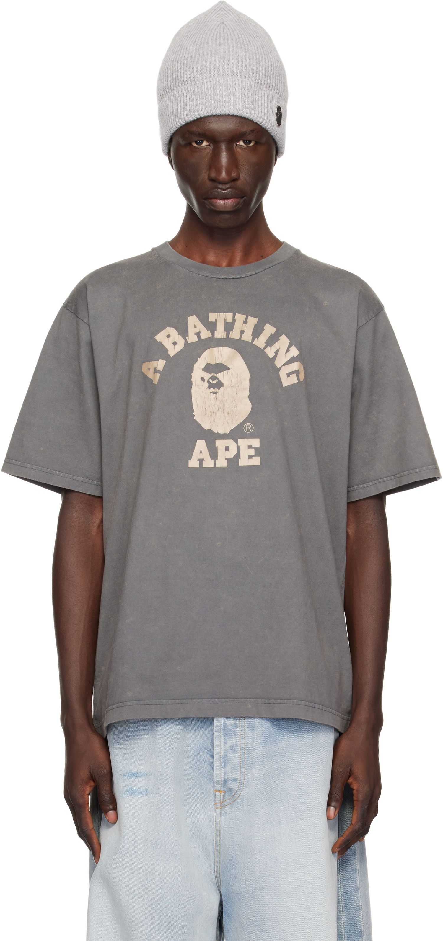 Tričko BAPE A Bathing Ape Overdye College T-Shirt Šedá | 001CSK701003M, 0