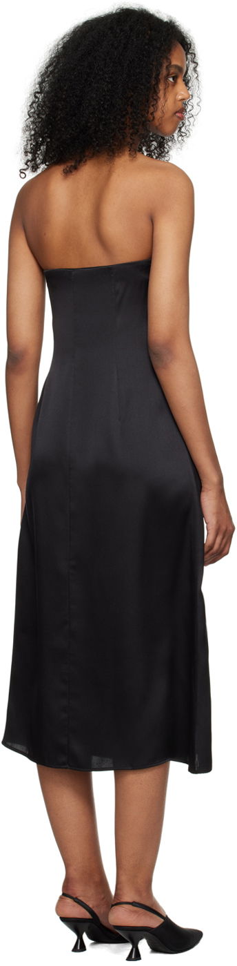 Šaty Anine Bing Anine Bing Megan Strapless Midi Silk Satin Dress Čierna | A-02-1410-000A, 2