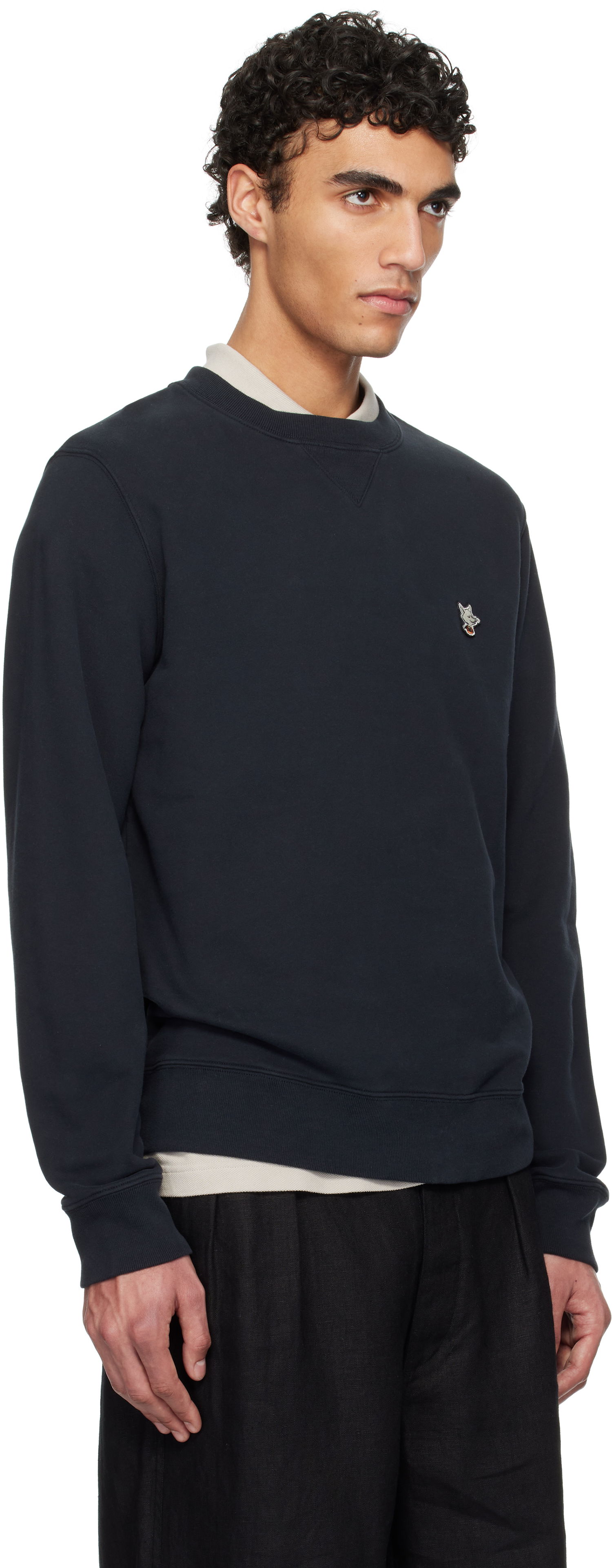 Sveter MAISON KITSUNÉ Maison Kitsuné Barista Fox Patch Sweatshirt Navy | OU00301KM0330, 1
