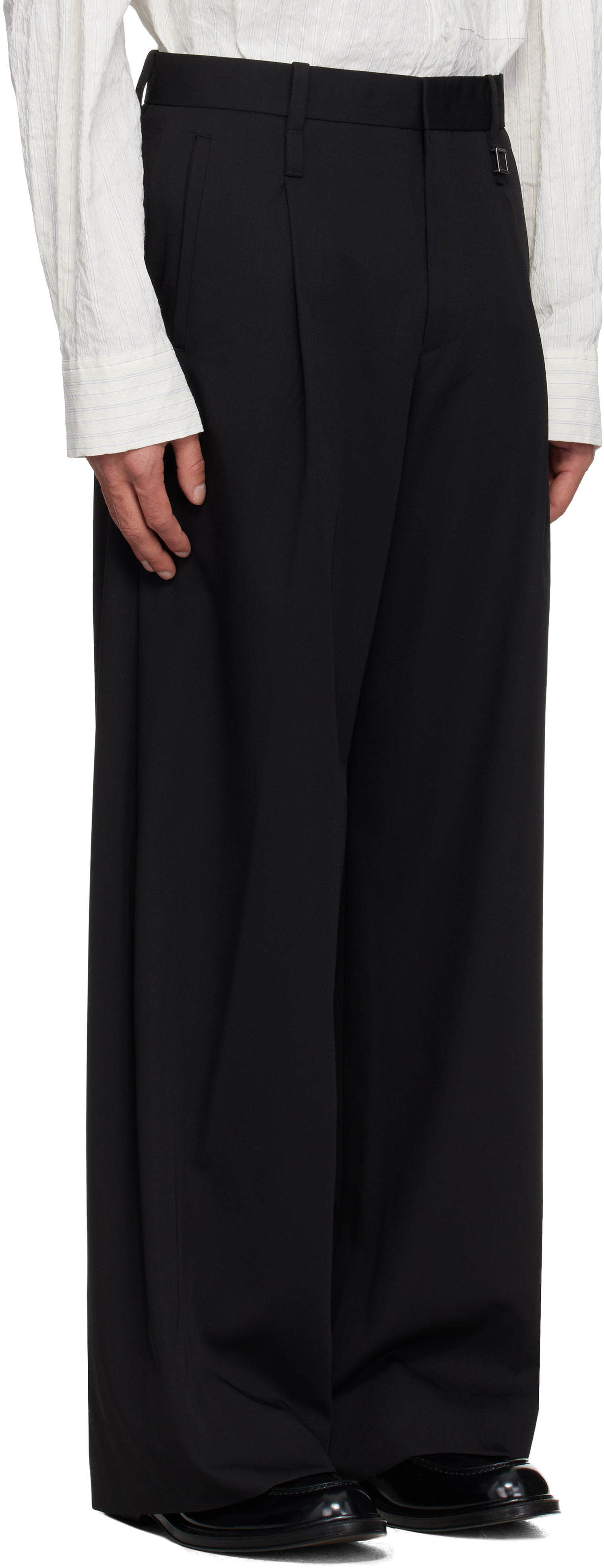 Nohavice WOOYOUNGMI WOOYOUNGMI Wool Wide Leg Trousers Čierna | W251PT03, 1