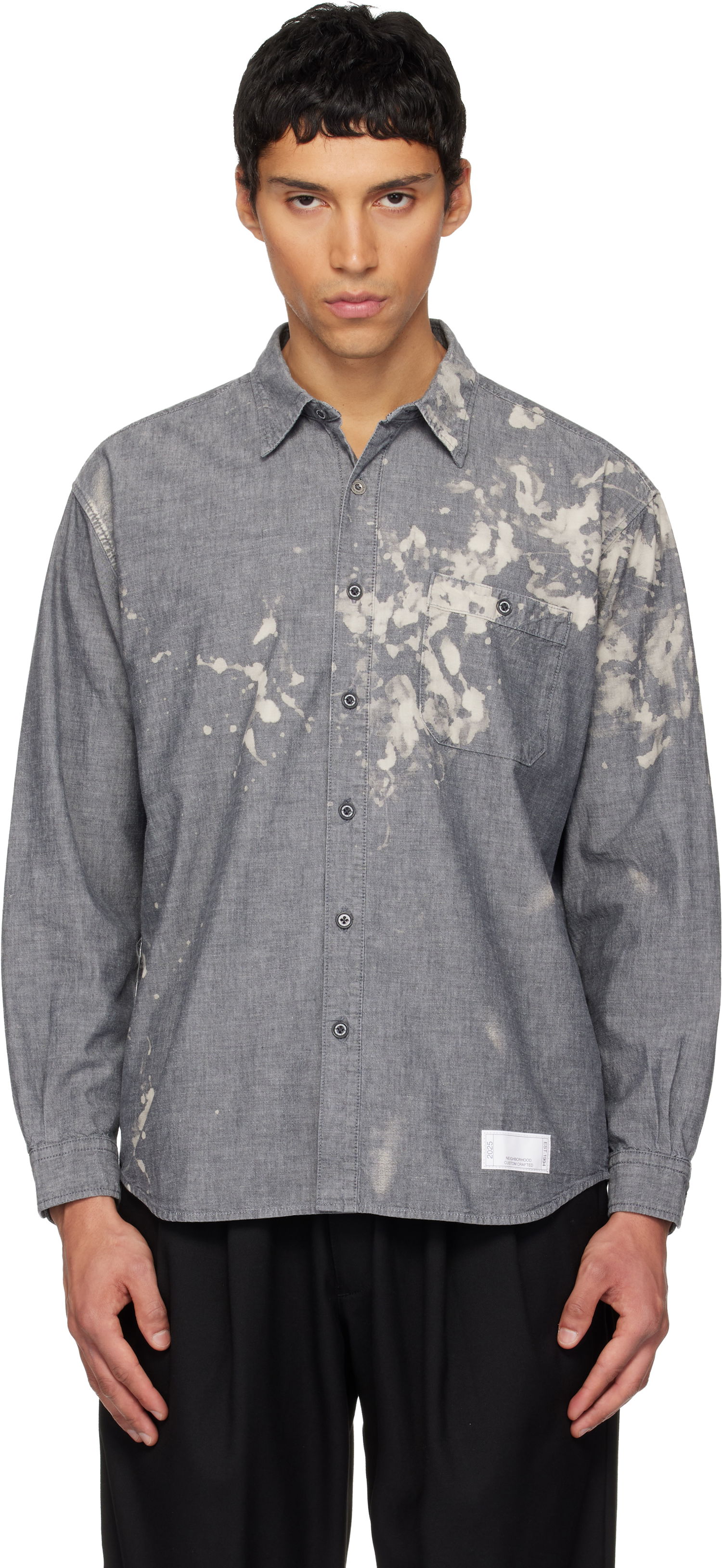 Košeľa Neighborhood Garment Bleach Chambray LS Shirt Šedá | 252ARNH-SHM02, 0