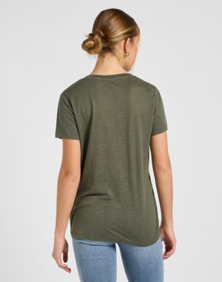 Tričko Lee Lee Regular V-Neck T-Shirt Zelené | 112370954, 0