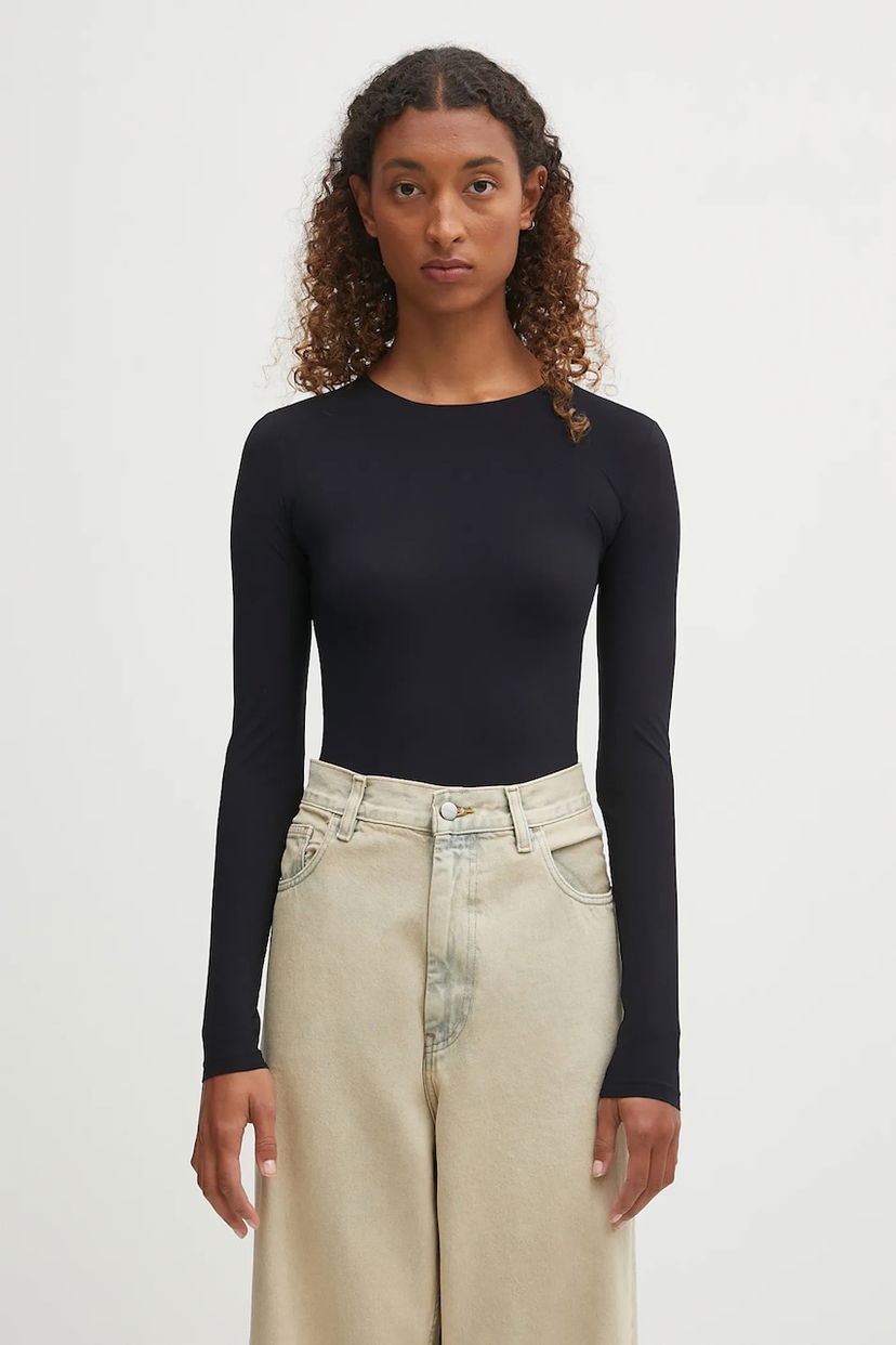 Body Maison Margiela MM6 Maison Margiela Long Sleeve Fitted Bodysuit Čierna | S52NA0064.S20518.900