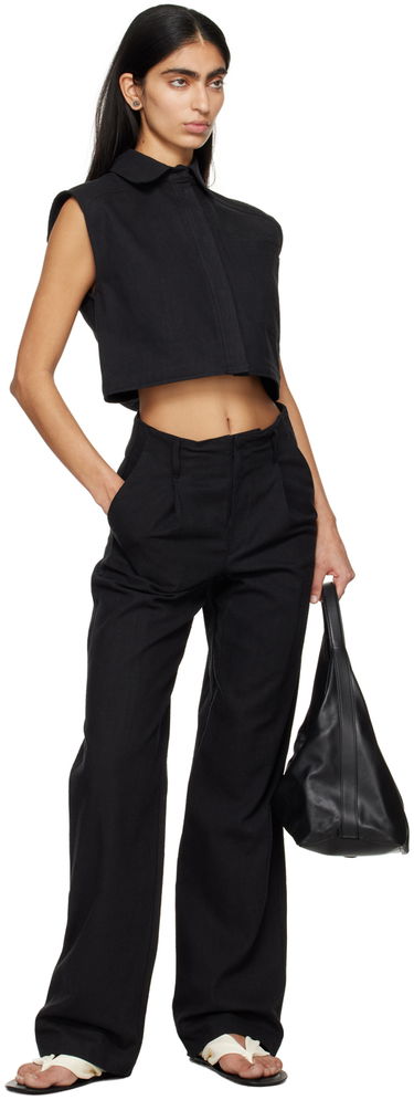 Nohavice Loulou de Saison Loulou de Saison Jiva Wide-Leg Trousers Čierna | JIVA, 3