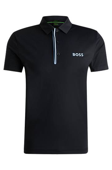 Polo tričko BOSS BOSS Paddy Quick-Dry Ribbed Polo Shirt Čierna | 50530773, 0