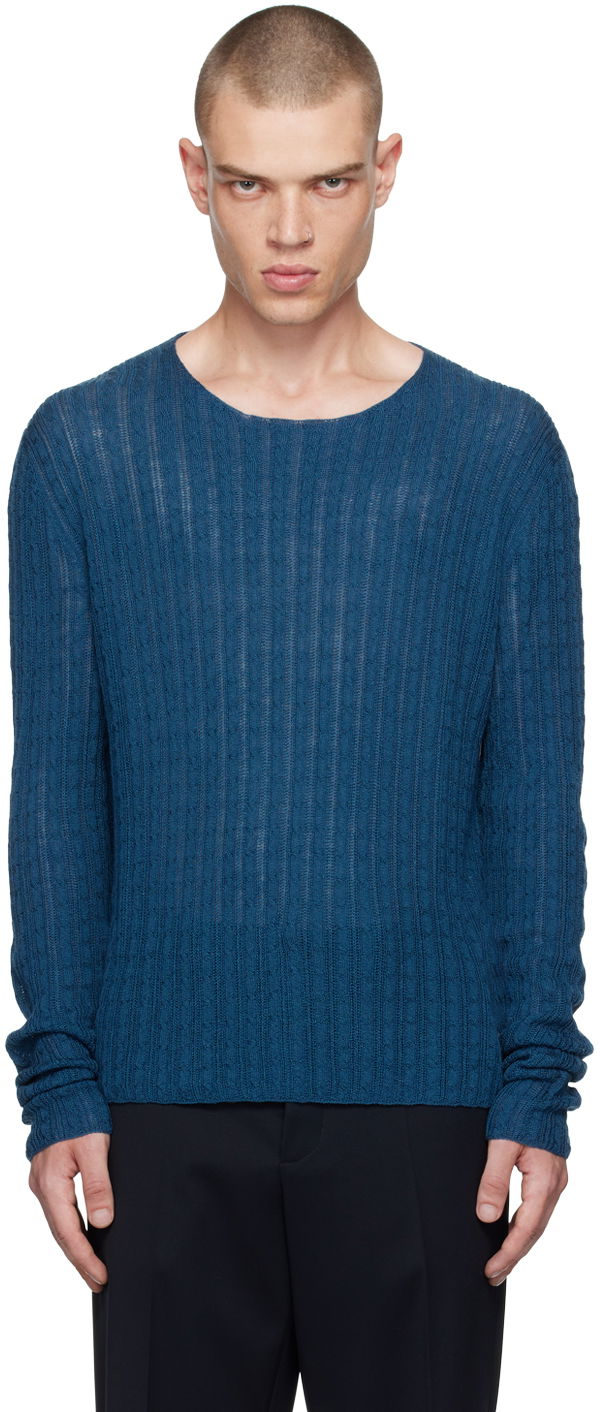 Sveter The Row Knitted Slim Fit Sweater Modrá | 683-Y756, 0