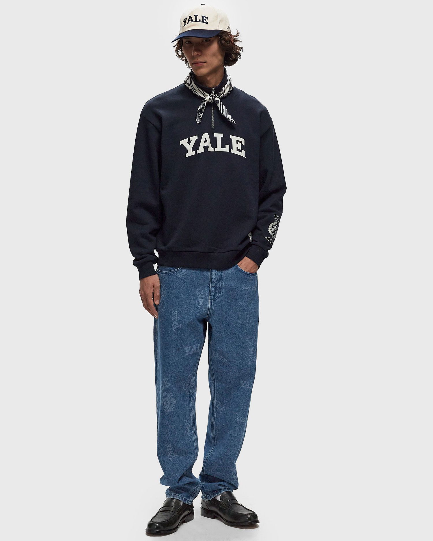 Mikina Les Deux Yale Logo Half-Zip Sweatshirt Modrá | COL200089-460460, 1
