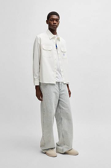 Košeľa BOSS Cotton-twill shirt Biela | 50520001, 1