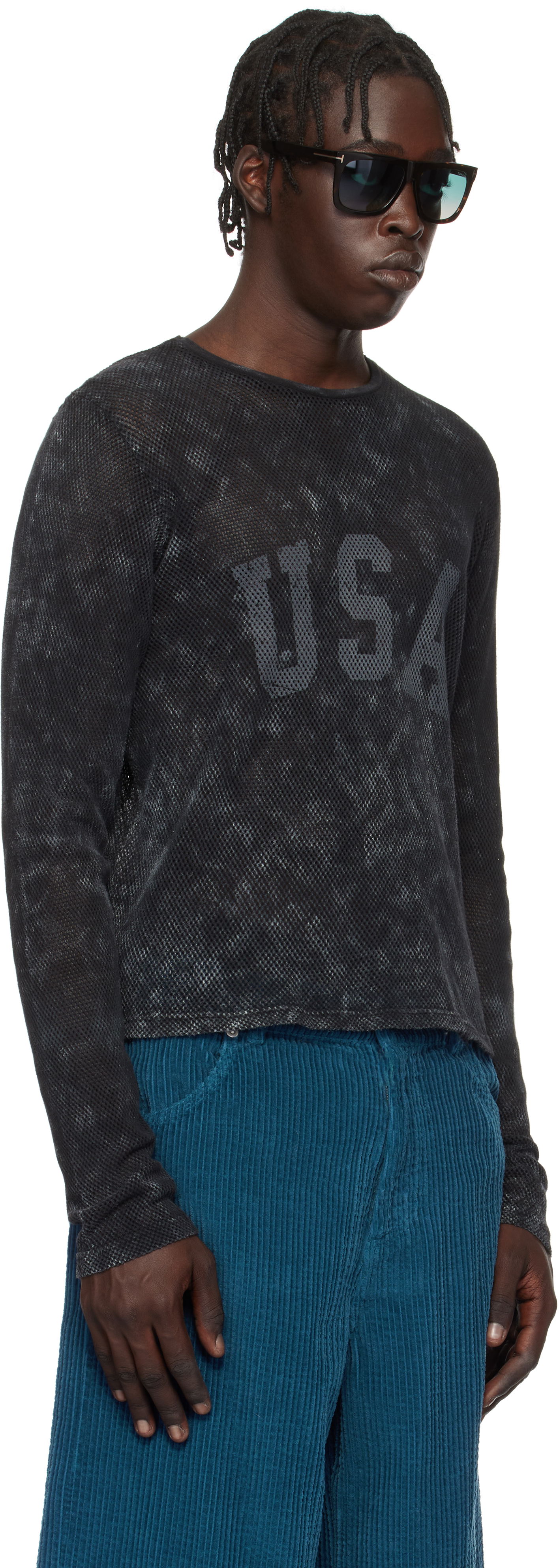 Tričko GUESS GUESS USA Front Lettering Long Sleeve T-Shirt Čierna | M4BP03KC4H0JTMU, 1