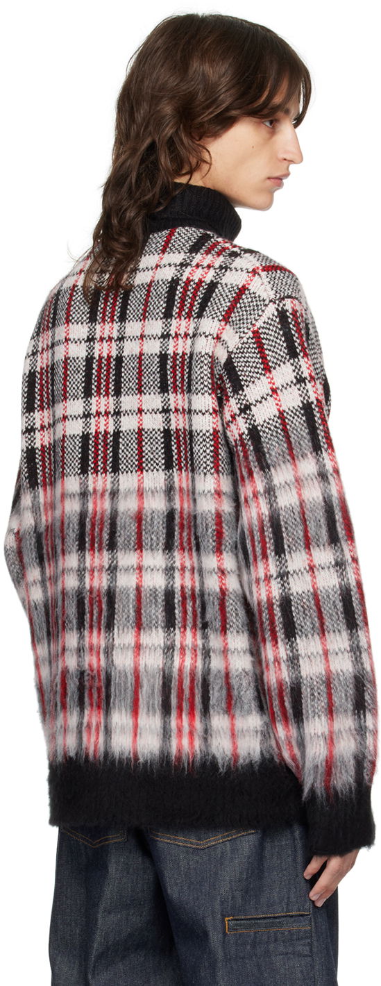 Helmut Lang Brushed Plaid Turtleneck Sweater