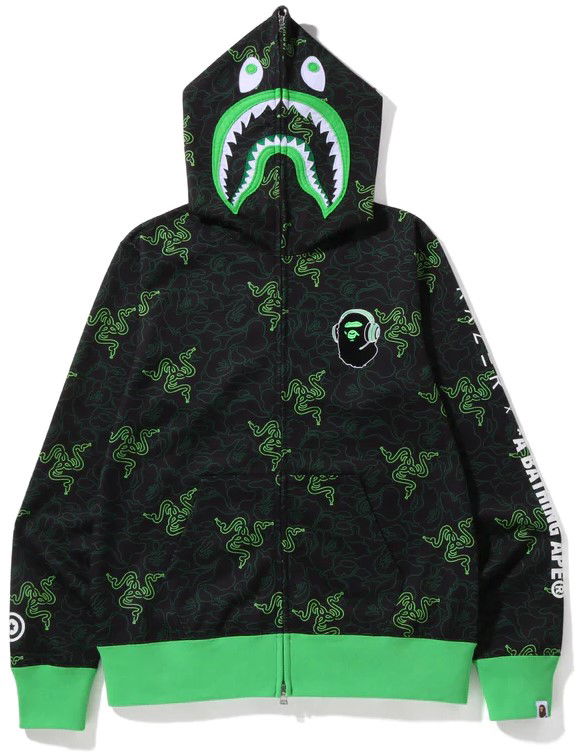 Bape x Razer Neon Camo Shark Full Zip Hoodie