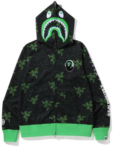 Mikina BAPE Bape x Razer Neon Camo Shark Full Zip Hoodie Zelené | 0ZXSWM115901I, 2