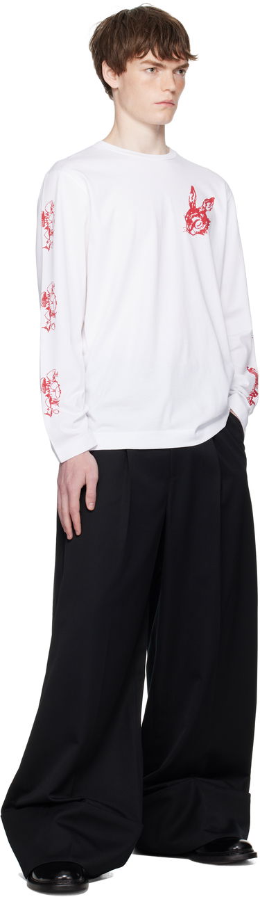 Tričko Simone Rocha Simone Rocha Tortoise & Hare Graphic Long Sleeve T-Shirt Biela | 5194P51-M 0569, 3