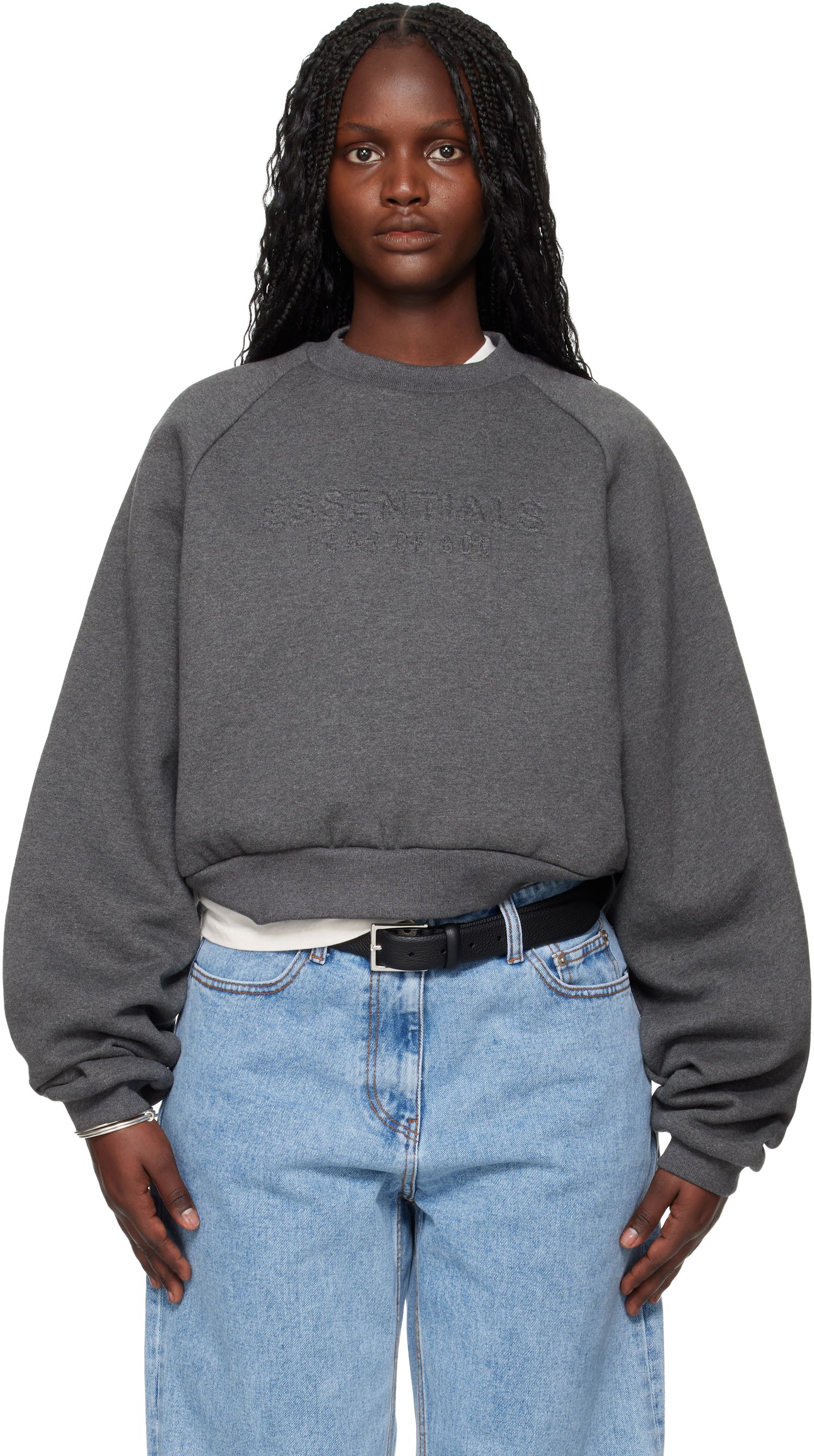 Mikina Fear of God ESSENTIALS Holiday Embossed 90s Raglan Crewneck Sweatshirt Šedá | 192HO257831FW, 0