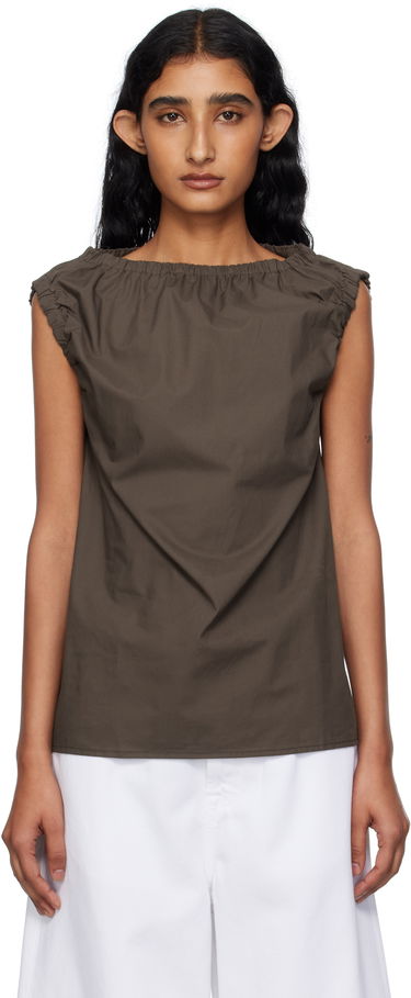 Tielko Baserange Baserange Mia Gathered Blouse Hnedá | TSMI-PO-AU25, 0
