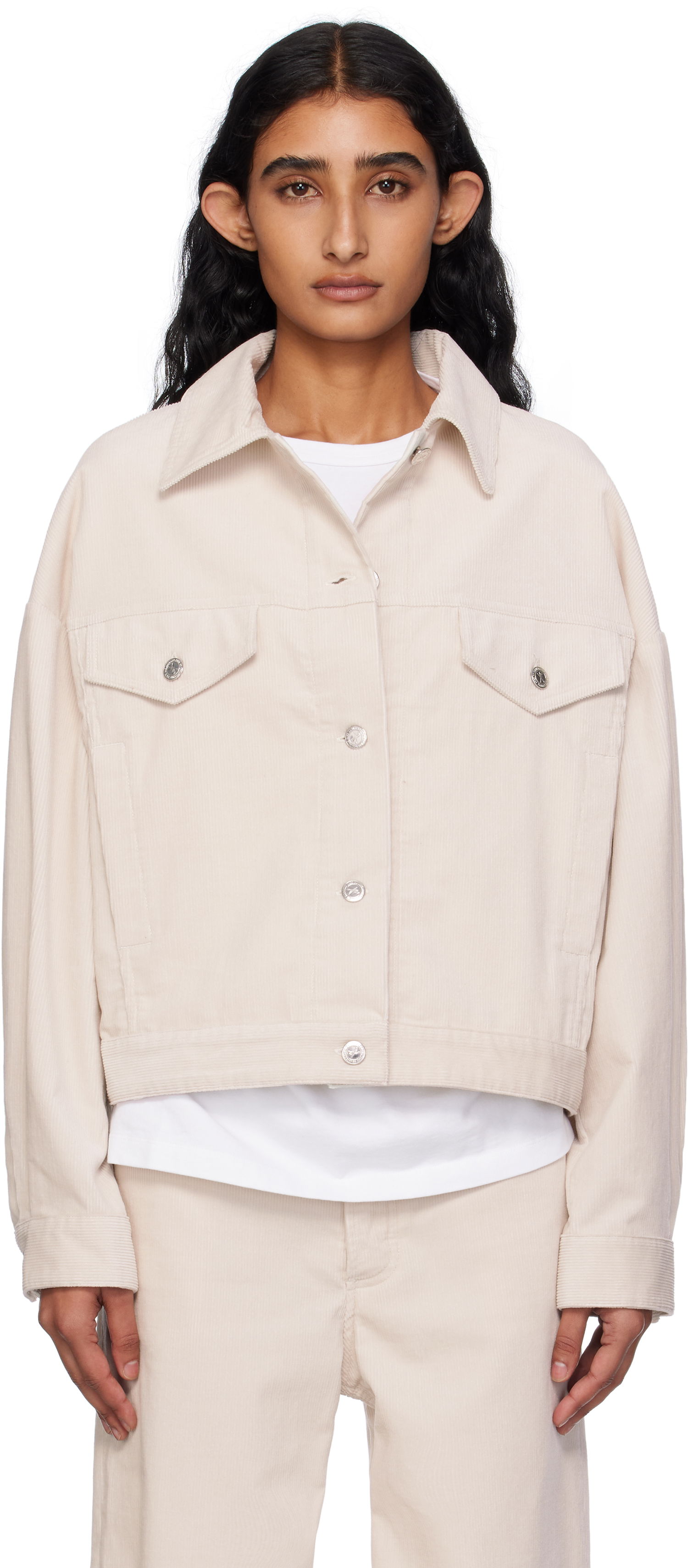 Bunda A.P.C. A.P.C. Cally Cropped Corduroy Jacket Béžová | COHHO-F02905, 0