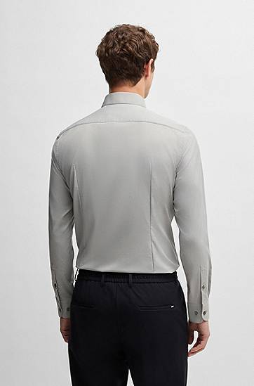 Košeľa BOSS Men's Slim Fit Performance-Stretch Shirt Šedá | 50539403, 1