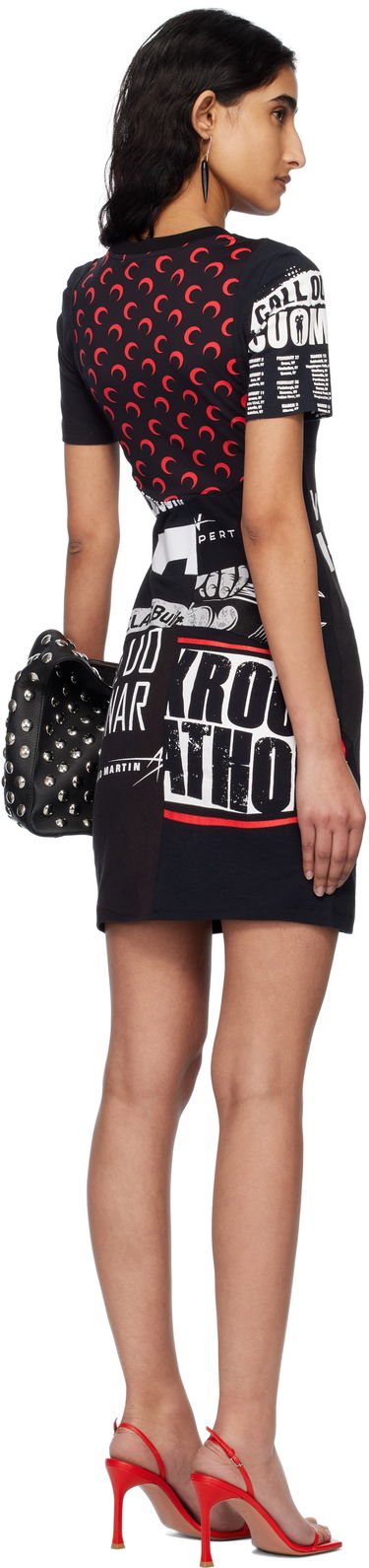 Šaty Marine Serre Marine Serre Upcycled Graphic T-Shirt Minidress Čierna | WDR230A UJER0003, 2
