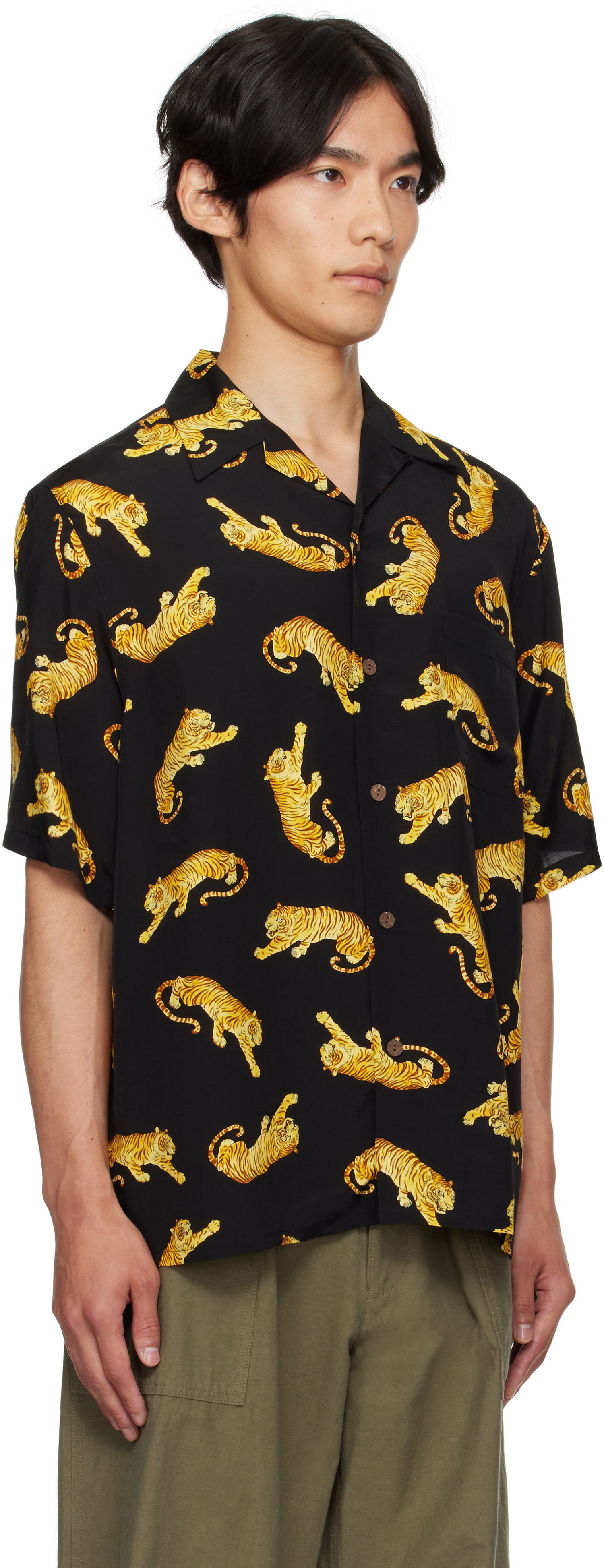 Košeľa WACKO MARIA WACKO MARIA Tim Lehi Tiger Print Shirt Čierna | 25SS-WMS-HI08, 1