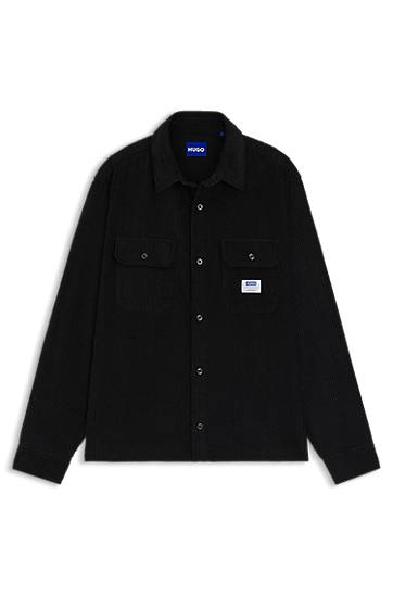 Košeľa BOSS Oversized-fit Cotton Corduroy Shirt Čierna | 50549793, 0