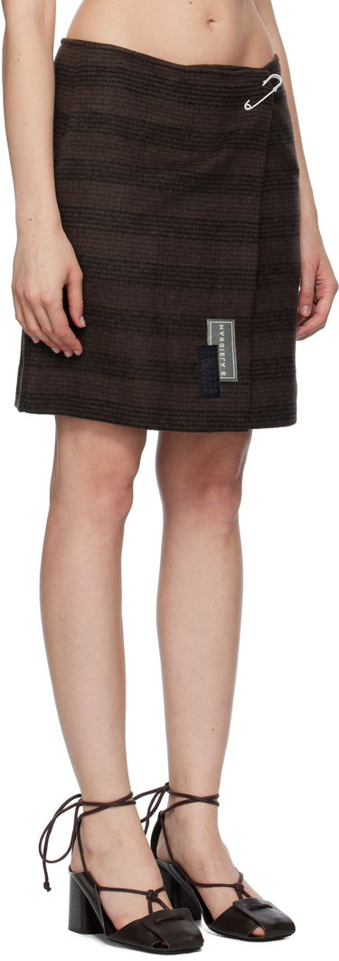 Sukňa Maison Margiela MM6 Maison Margiela Checked Wool Blend Miniskirt Hnedá | S52MC0013 M35472, 1
