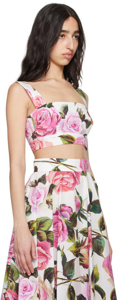 Sukňa Dolce & Gabbana Dolce&Gabbana Rose-Print Crop Top Biela | F7U70T HS5S4, 1