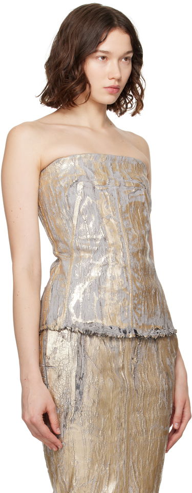 Tielko Rick Owens Rick Owens Megacrust Stretch Denim Lido Bustier Top Metalická | RO01E7127 SGMC, 1
