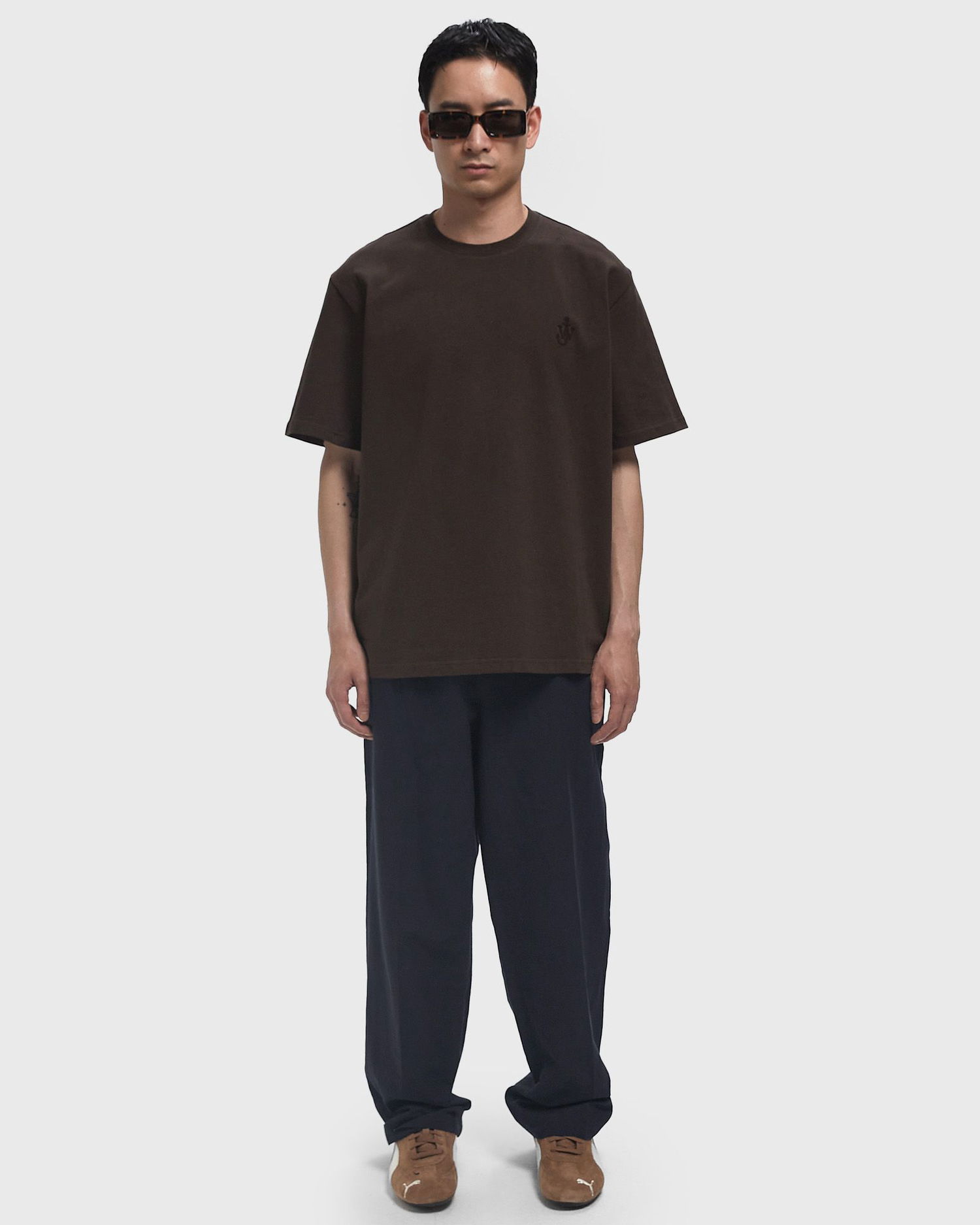 Tričko JW Anderson Anchor Embroidered T-Shirt Hnedá | JT0257-PG1510-687, 1