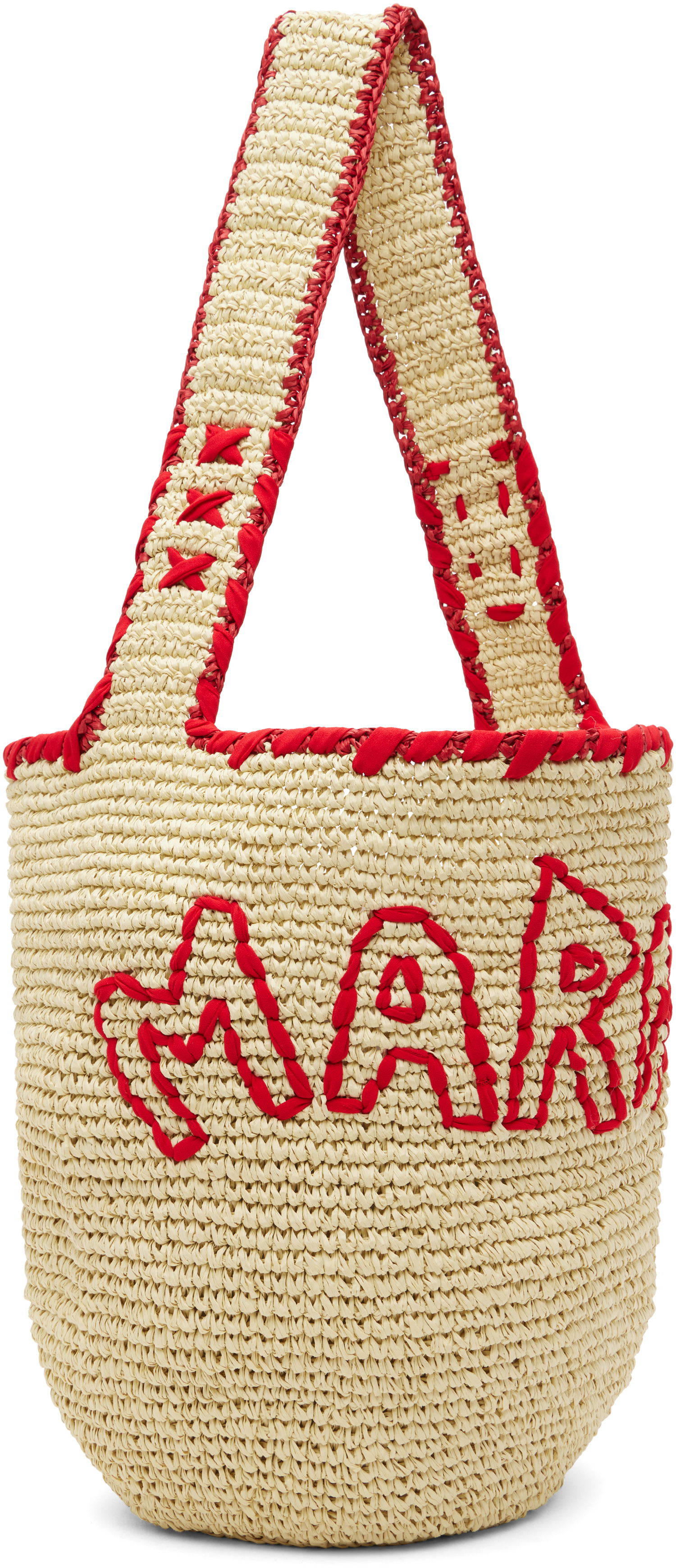 Tote bag Marni Nassa Medium Woven Raffia-Effect Tote with Red Embroidery Rôznofarebný | SBMP0256A0 P8561, 1