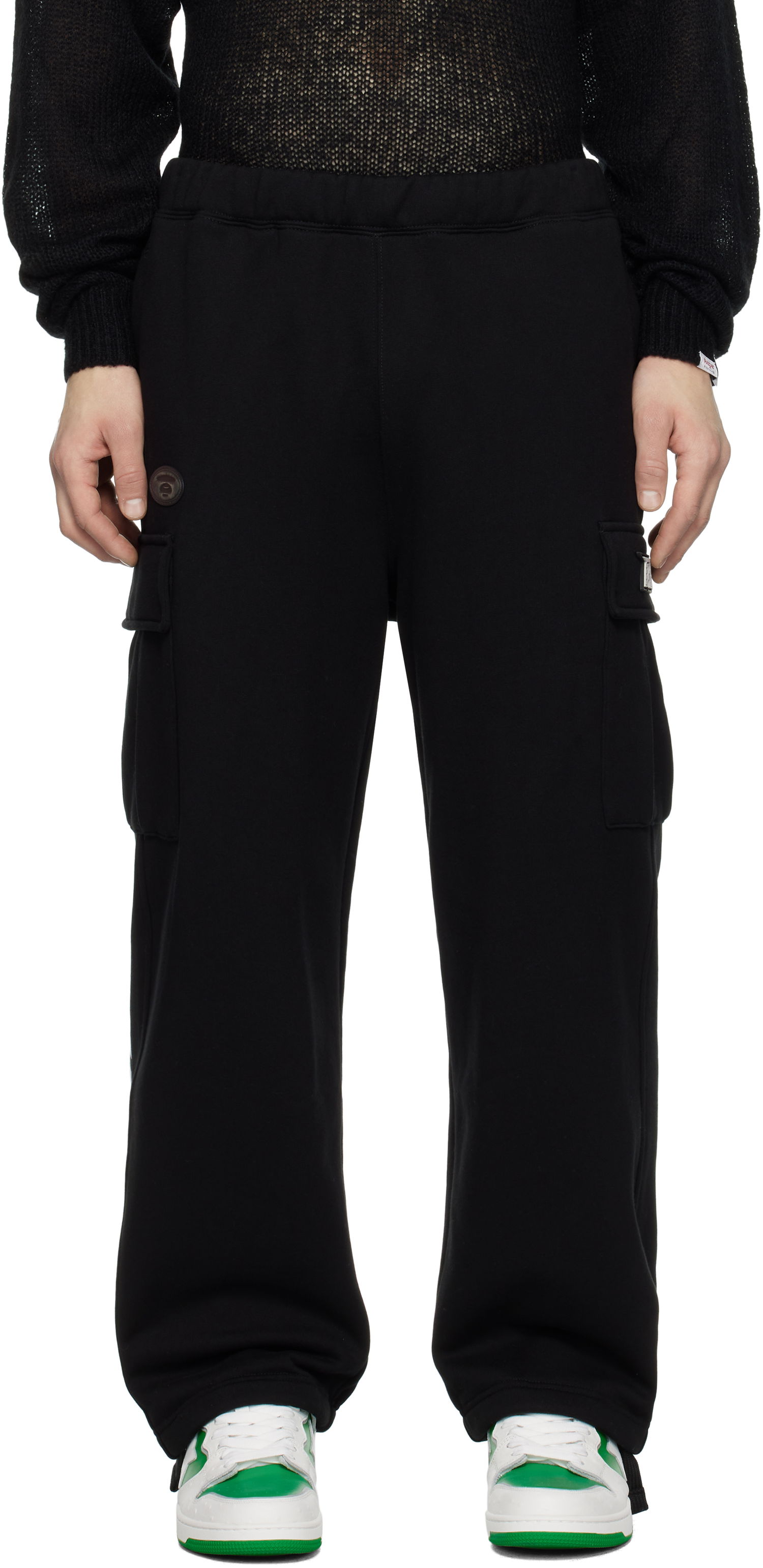 Tepláky AAPE by A Bathing Ape AAPE by A Bathing Ape Moonface Logo Cargo Sweatpants Čierna | AAPPTMB643XXNBKX, 0