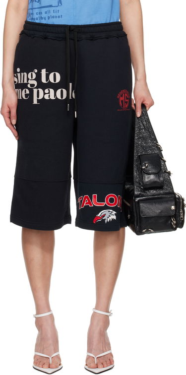 Šortky Marine Serre Marine Serre Graphic Regenerated Drawstring Shorts Čierna | USH003A UJER0007, 0