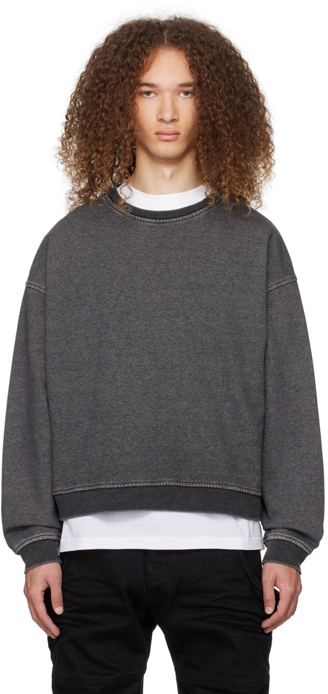 Mikina We11done We11done Faded Crewneck Sweatshirt Šedá | WD-TS0-24-788-U-BK, 0
