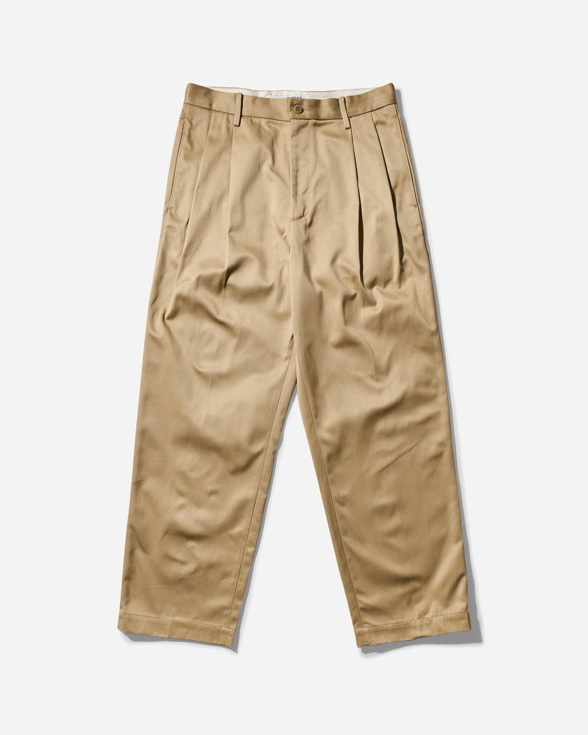 Nohavice WACKO MARIA Double Pleated Chino Trousers Béžová | 24FW-WMP-PT02 BEIGE