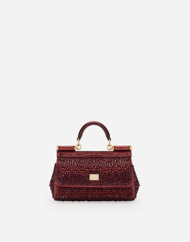 Kabelka Dolce & Gabbana Dolce & Gabbana Small Sicily Crystal Embellished Handbag Vínová | BB7116A56458Q132, 0