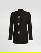 Dolce & Gabbana Double-Breasted Wool Gabardine Jacket with Crystal Embellishments