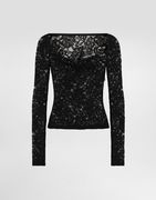 Dolce & Gabbana Floral Lace Top with Sweetheart Neckline