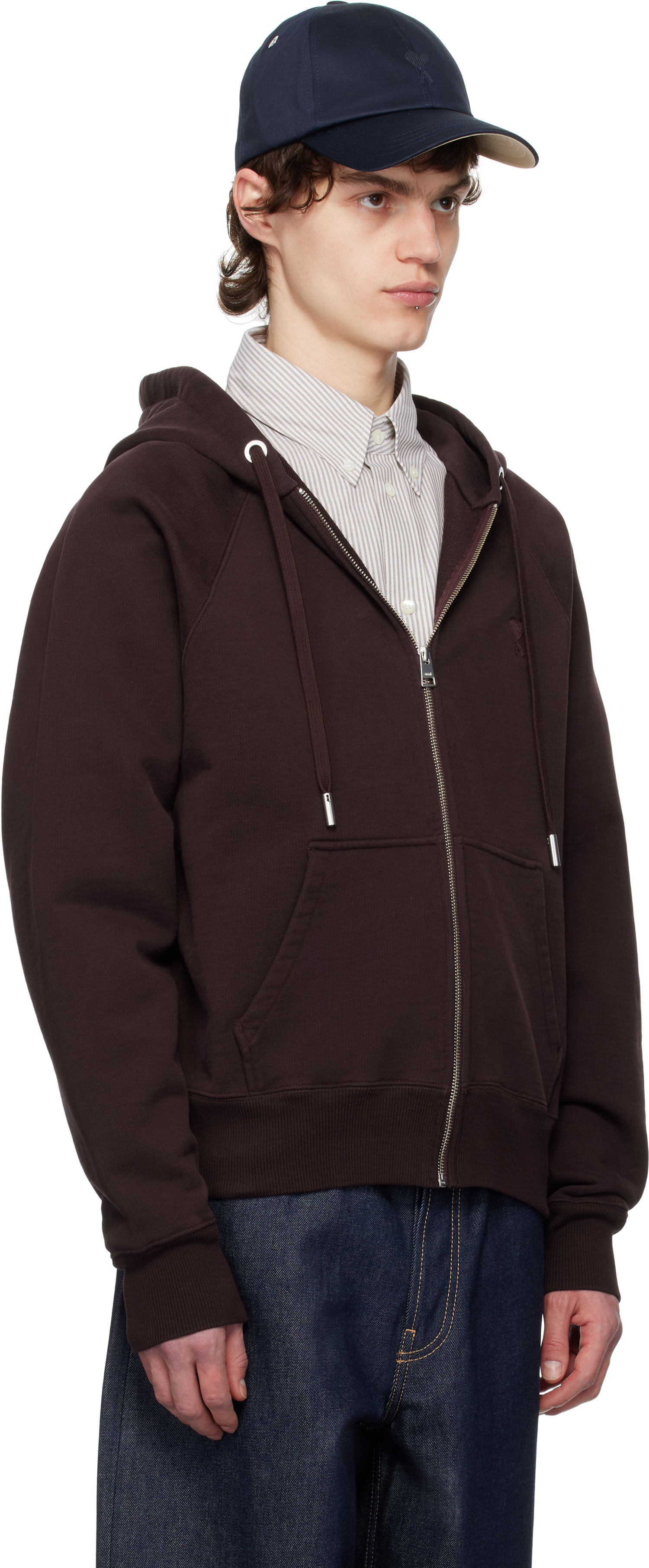 Mikina AMI AMI Paris Ami de Coeur Zip-Up Hoodie Hnedá | HSW474.747, 1