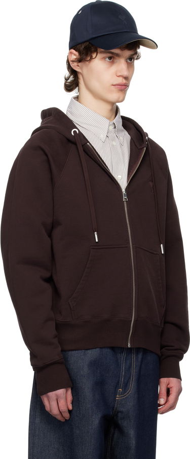 Mikina AMI AMI Paris Ami de Coeur Zip-Up Hoodie Hnedá | HSW474.747, 1